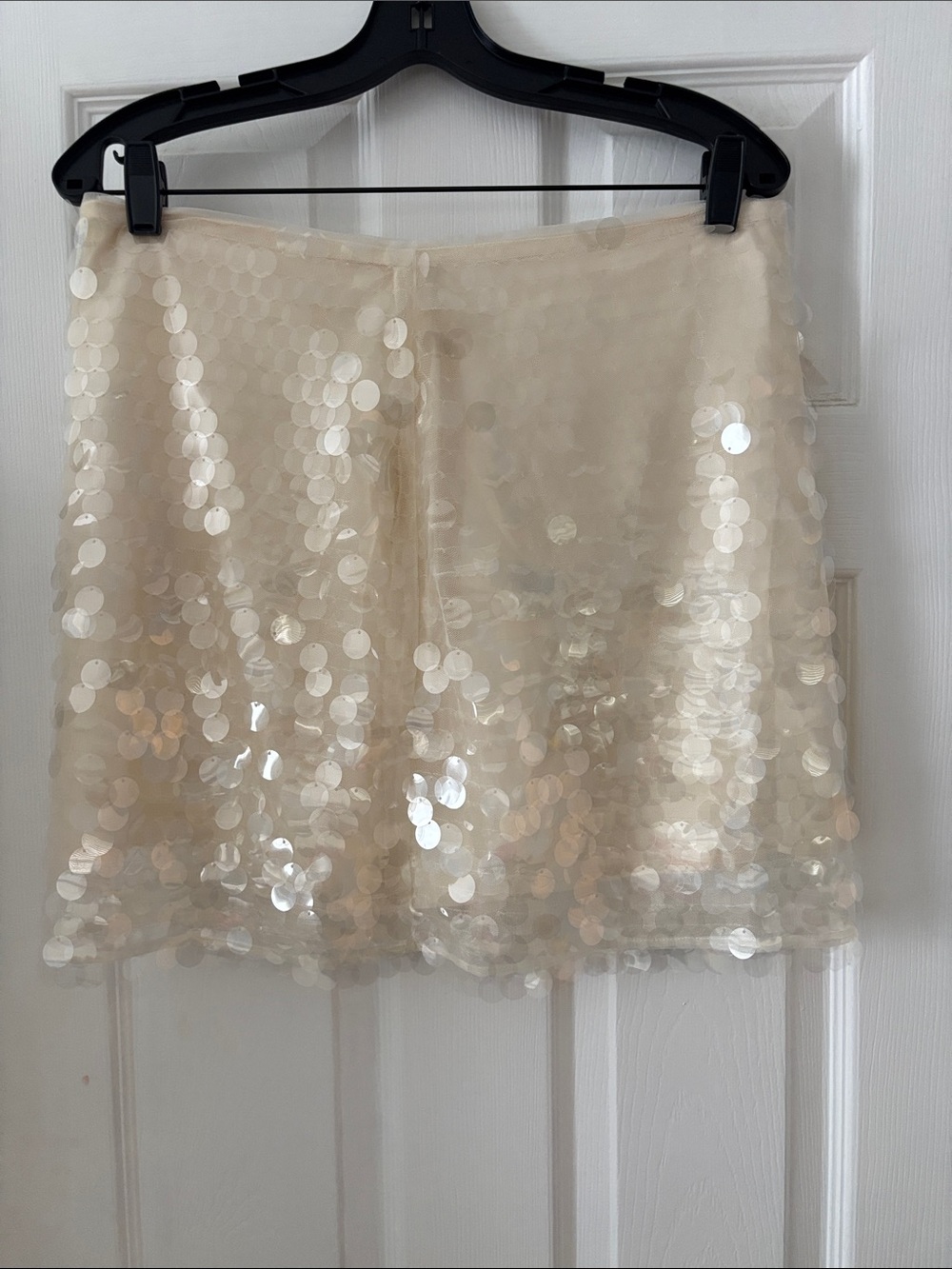 Wayf Ivory Sequin Mini Skirt